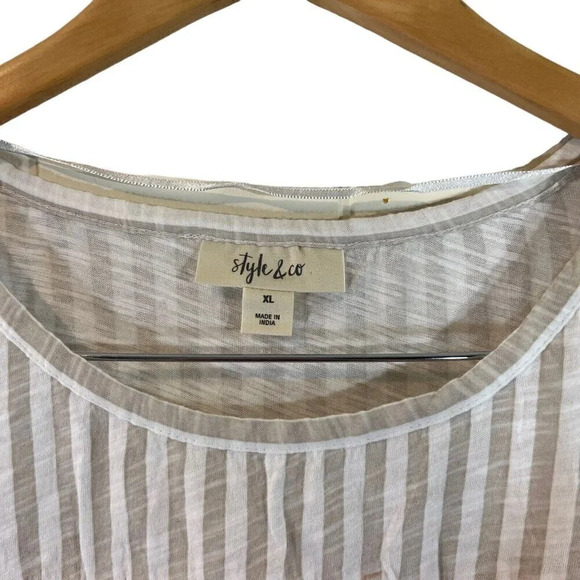 Style & Co. Blouse XL NWT $44.50 Multicolor Striped Pattern Babydoll Swing Fit - Picture 7 of 7